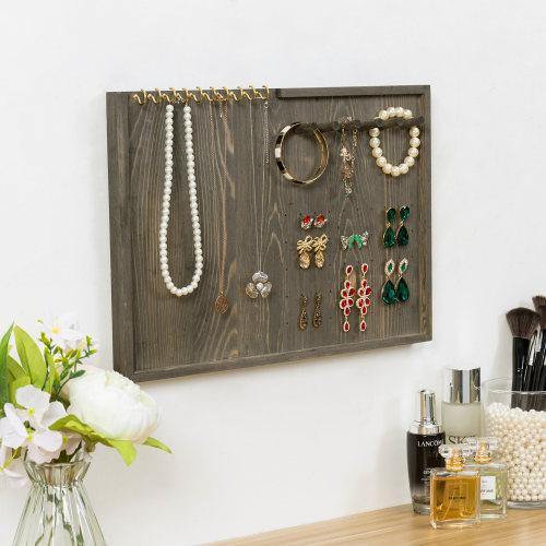 Vintage Gray Wood Jewelry Wall Organizer - MyGift