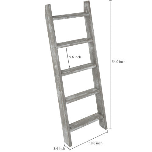 Ladder-Style Blanket Rack, Gray Wood Finish-MyGift