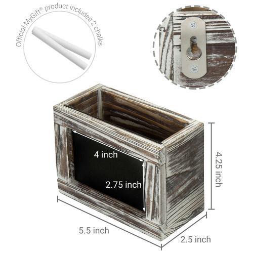 Torched Wood Remote Control Holder w/ Chalkboard, Set of 2 - MyGift