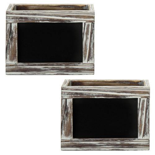 Torched Wood Remote Control Holder w/ Chalkboard, Set of 2 - MyGift