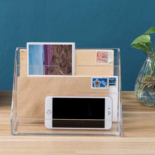 Clear Acrylic Mail Sorter & Desktop Organizer-MyGift