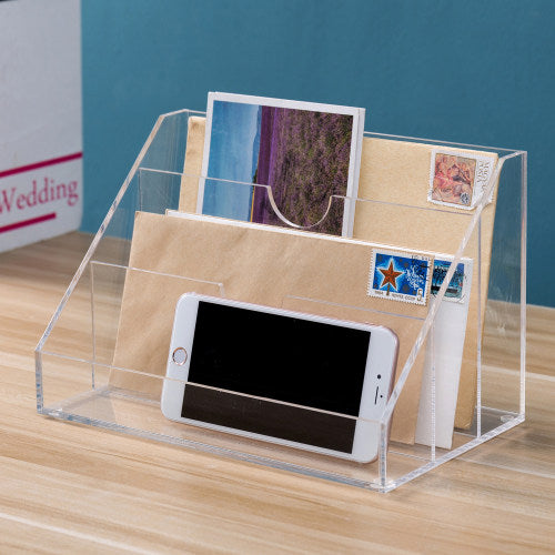 Clear Acrylic Mail Sorter & Desktop Organizer-MyGift