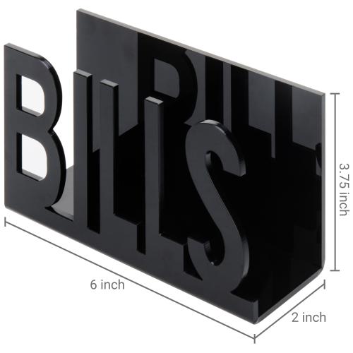 Black Acrylic Mail Sorter and Letter Holder, BILLS Cutout Design-MyGift