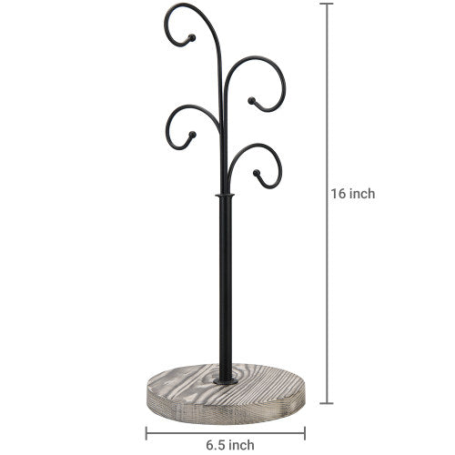Curved Metal & Wood Coffee Mug Tree-MyGift