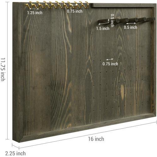 Vintage Gray Wood Jewelry Wall Organizer - MyGift