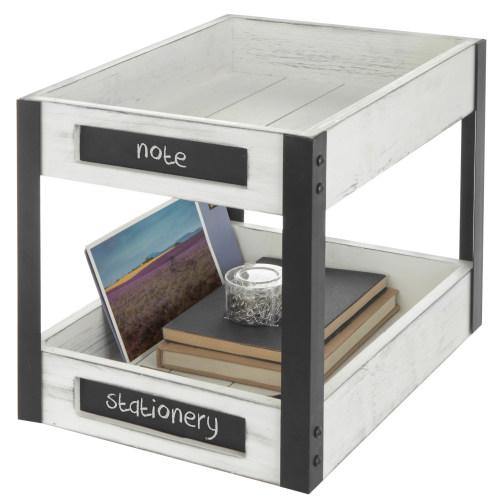 White Wood Desktop Tray with Chalkboard Labels - MyGift
