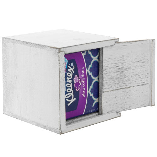 White Wood Square Tissue Box Cover-MyGift