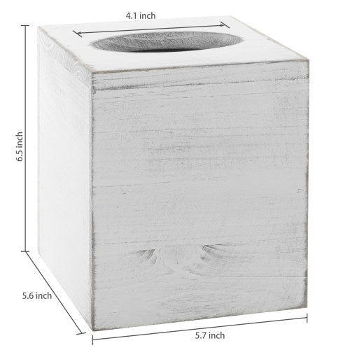 White Wood Square Tissue Box Cover-MyGift