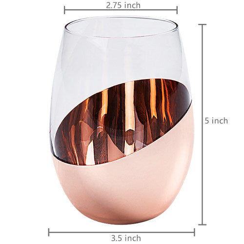 Large 17oz Stemless Copper Wine Glasses, Set of 6-MyGift