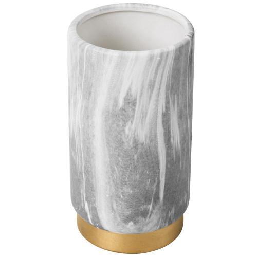 Matte Ceramic Marble Pattern Vase with Gold Tone Base - MyGift