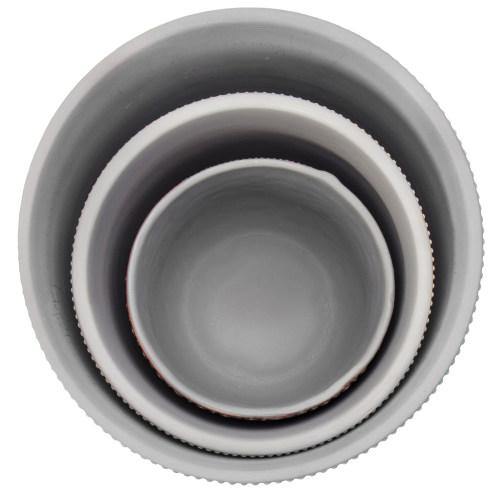 Multicolored Round Embossed Design Ceramic Flower Pots, Set of 3 - MyGift