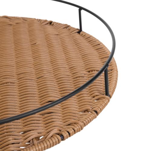 Round Woven Rattan Tray with Metal Frame-MyGift