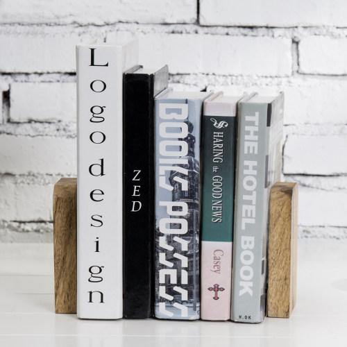 Brass Metal and Natural Mango Solid Wood Bookends - MyGift