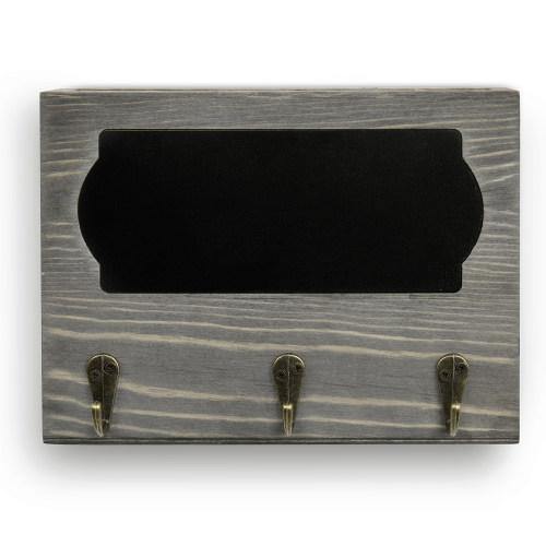 Vintage Gray Wood Entryway Mail Organizer w/ Chalkboard Panel - MyGift
