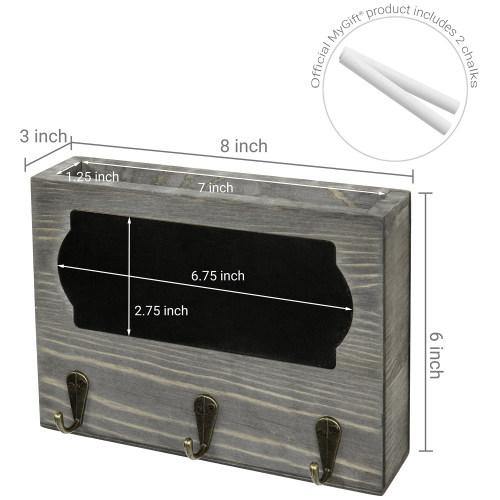 Vintage Gray Wood Entryway Mail Organizer w/ Chalkboard Panel - MyGift
