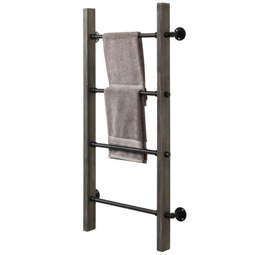 Floating Ladder Shelf with Towel Bar - The McGarvey Workshop