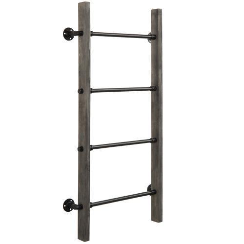 Gray Wood & Industrial Metal Pipe Wall Mounted Towel Ladder Rack – MyGift