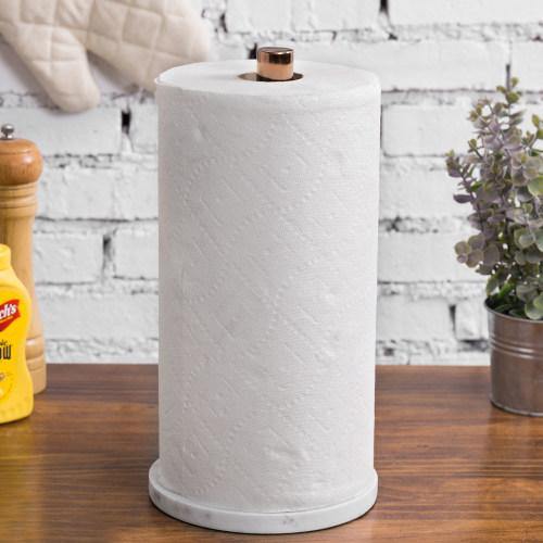 White Marble & Brass Plated Metal Paper Towel Holder - MyGift