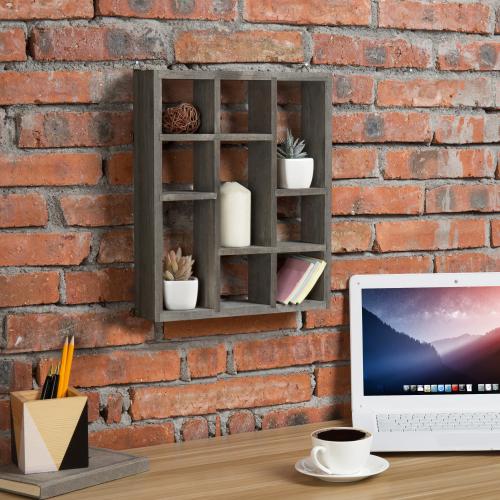 Gray Wood Shadow Box Display Shelf-MyGift