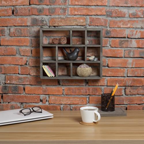 Gray Wood Shadow Box Display Shelf-MyGift