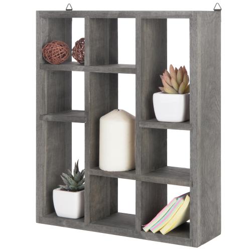 Gray Wood Shadow Box Display Shelf-MyGift