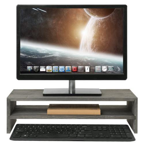 Rustic Barnwood Gray Wood Computer Monitor Stand – MyGift