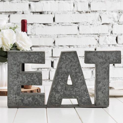 Galvanized Silver Metal Cutout Letters Sign EAT - MyGift