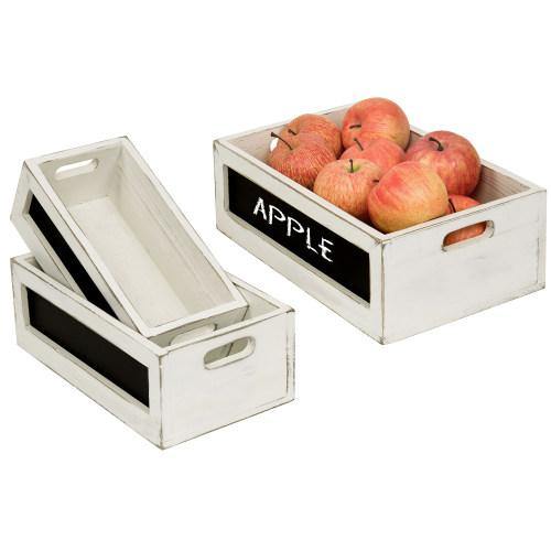 Distressed White Wood Nesting Crates w/ Chalkboard Panels - MyGift