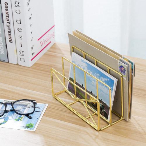 Modern Envelope-Shaped Brass Plated Metal Mail Sorter - MyGift