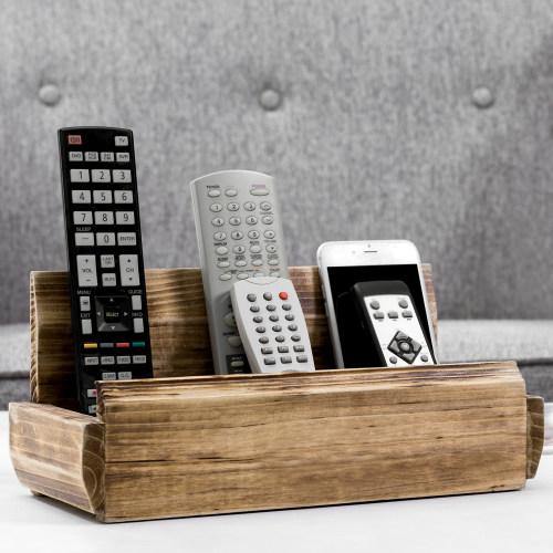Rustic Solid Wood Tabletop Remote Control Organizer - MyGift