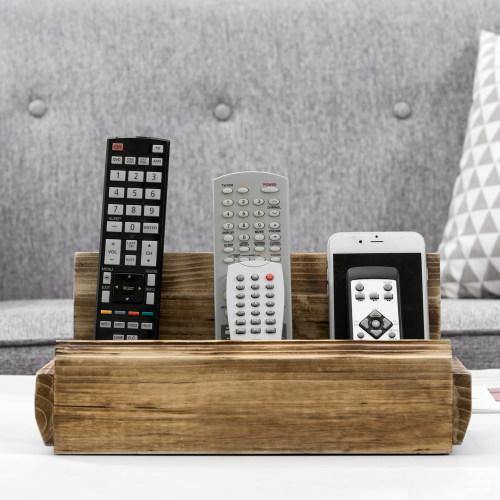 Rustic Solid Wood Tabletop Remote Control Organizer - MyGift