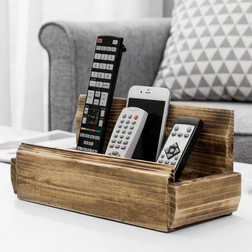 Rustic Solid Wood Tabletop Remote Control Organizer - MyGift