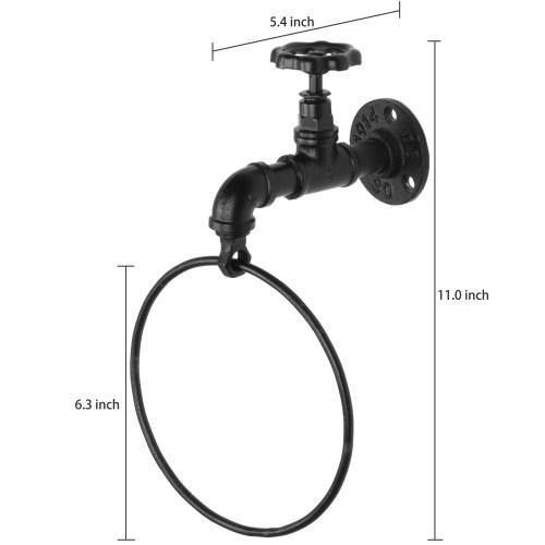 Faucet Design Black Metal Towel Ring - MyGift