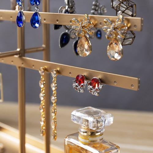 Metal Jewelry Organizer with Ring Tray, Gold - MyGift