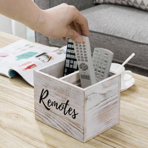 Shabby Whitewashed Wood Remote Control Organizer - MyGift