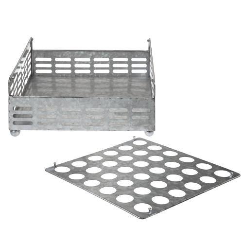 Rustic Silver Galvanized Metal Eggs Tray and Storage Basket - MyGift