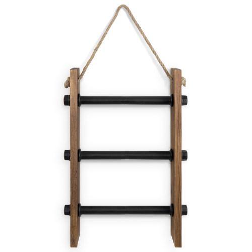 Wall-Hanging Industrial Pipe & Burnt Wood Hand Towel Ladder - MyGift
