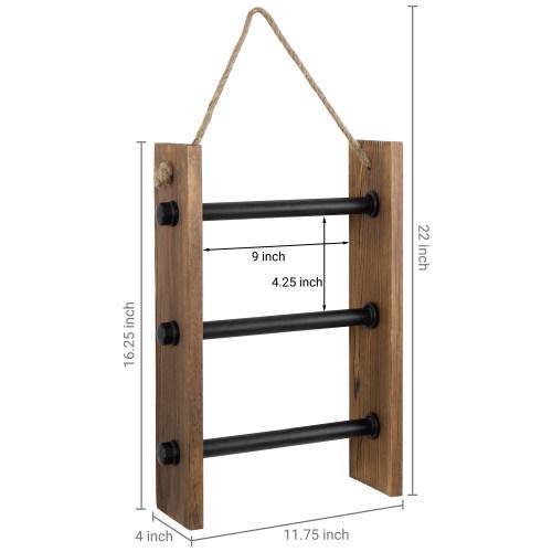 Wall-Hanging Industrial Pipe & Burnt Wood Hand Towel Ladder - MyGift