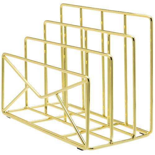 Modern Envelope-Shaped Brass Plated Metal Mail Sorter - MyGift