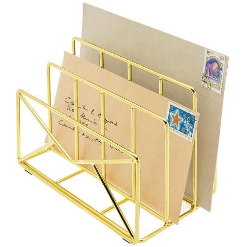 Modern Envelope-Shaped Brass Plated Metal Mail Sorter - MyGift