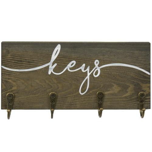 Rustic Gray Wood Key Rack with Hooks - MyGift