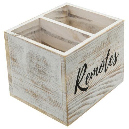 Shabby Whitewashed Wood Remote Control Organizer - MyGift