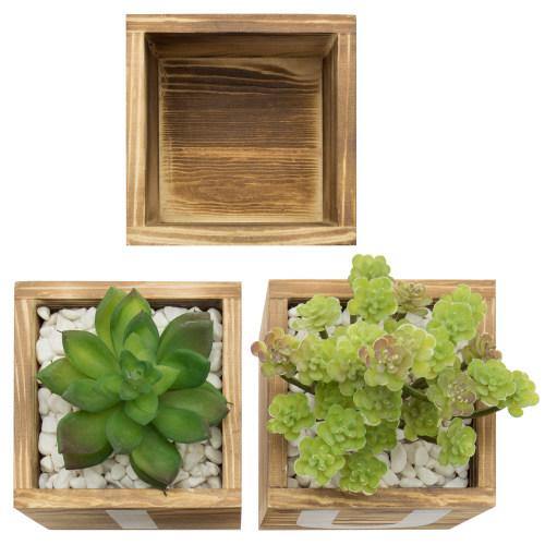 "I Love You" Design Burnt Solid Wood Flower Pots - MyGift