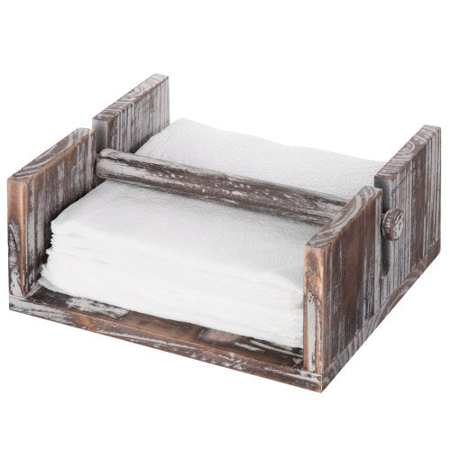 Torched Wood Napkin Holder w/ Weighted Arm-MyGift