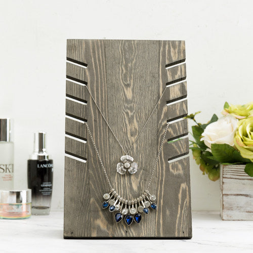 Vintage Gray Wood Plank Necklace Display-MyGift