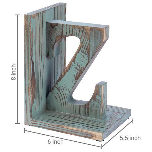 Shabby Chic Vintage White & Blue Wood Alphabet Bookends – MyGift