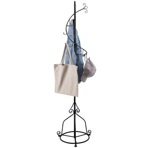 Restaurant Coat And Purse Rack Elegant Black Metal 14 Hook Spiral