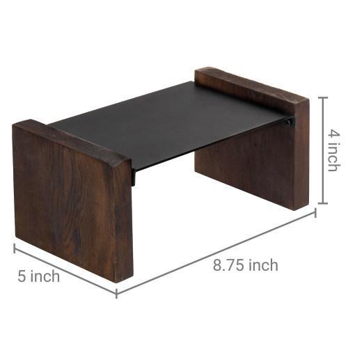 Dark Brown Burnt Wood & Matte Black Metal Dessert Display, Set of 2 - MyGift