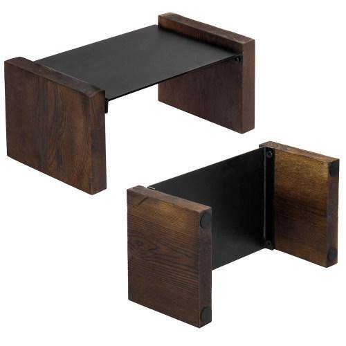Dark Brown Burnt Wood & Matte Black Metal Dessert Display, Set of 2 - MyGift