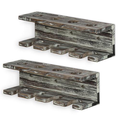 Torched Wood Baseball Bat and Ball Storage Shelf, Set of 2 - MyGift